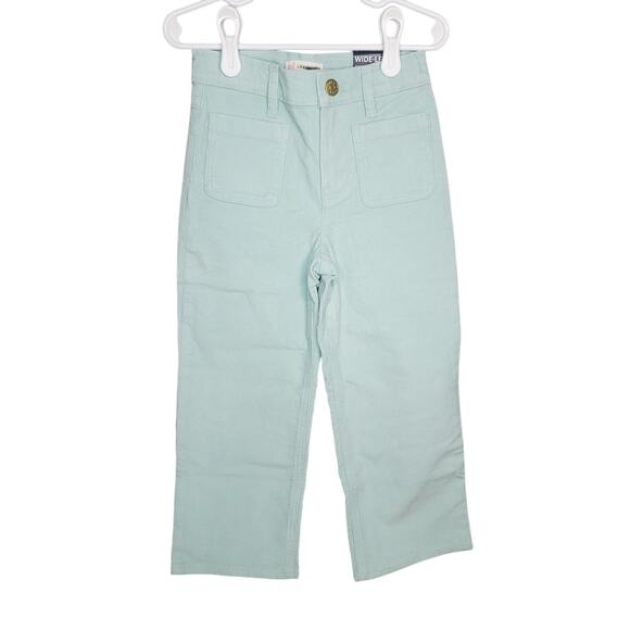 Crewcuts Factory Girls' Patch-pocket Wide Leg Corduroy Pant Sea Foam Green 5 NEW - Picture 1 of 11